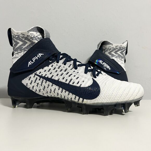 Nike Alpha Menace Elite 2 “White Navy” Men’s Size 9 High Top Football Cleats - Picture 1 of 8